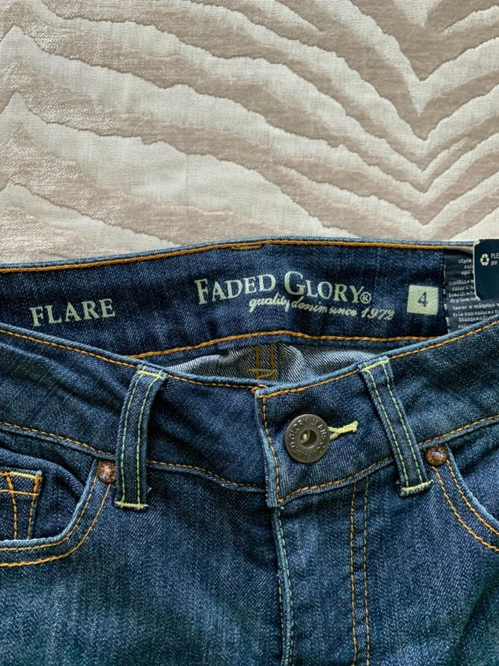 Faded Glory Flared Denim Dark Wash Flare Jeans Size 4